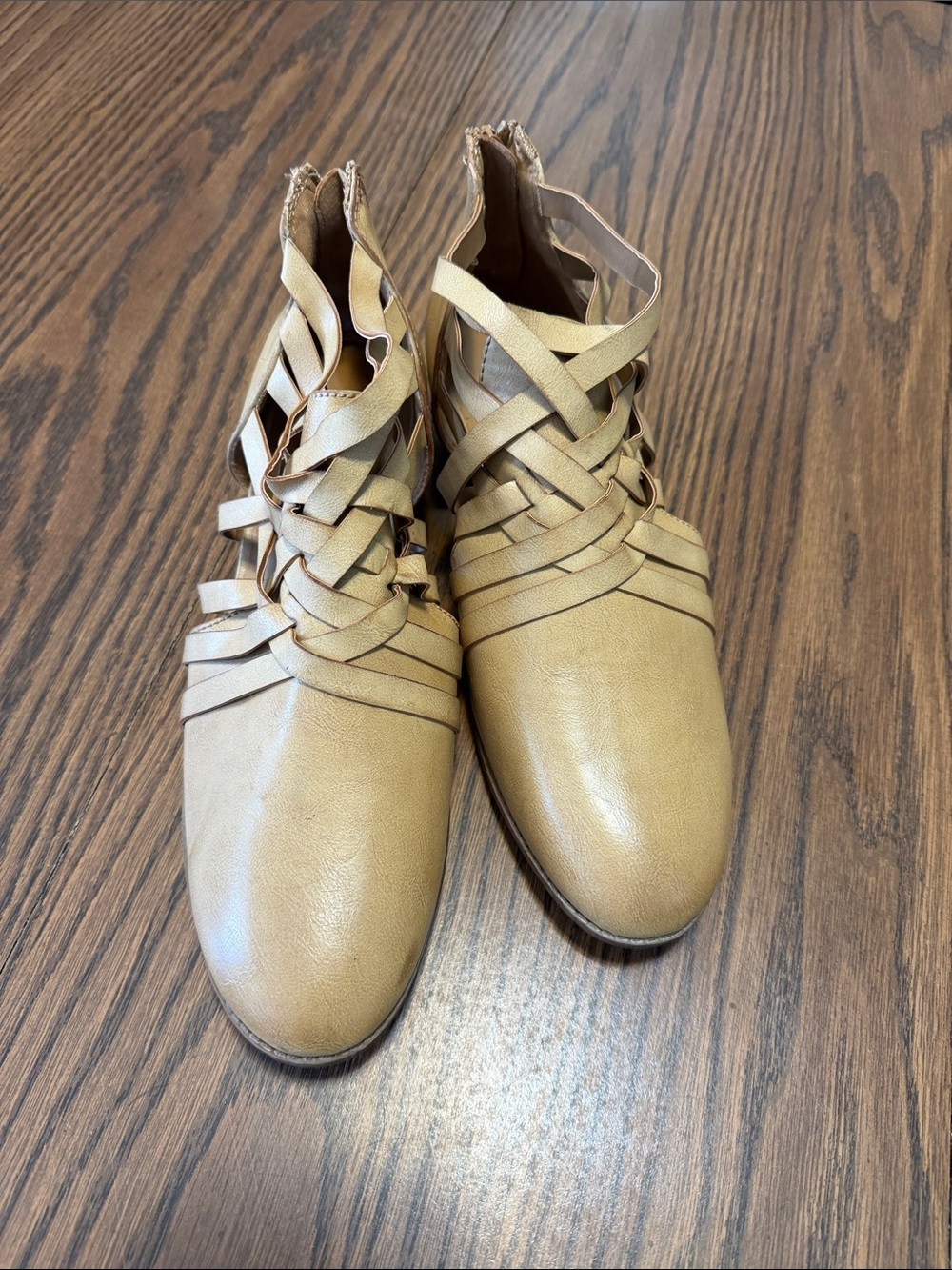Maurices Tan Strappy Cutout Ankle Booties